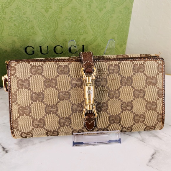 Gucci Jackie Vintage Women’s Wallet Unbranded Chain Piston Lock GG Canvas GOOD - Picture 1 of 13